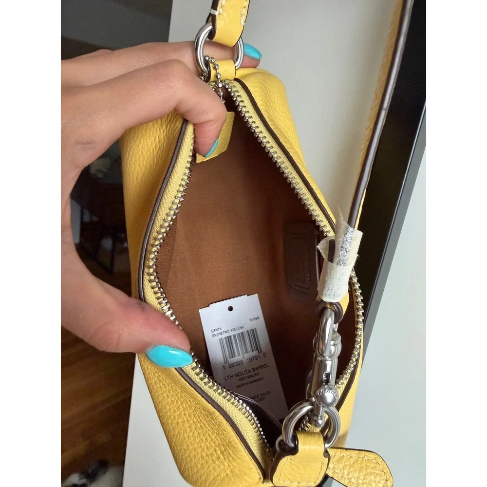 Coach Nolita Pebbled Leather Barrel Bag – Retro Yellow - Picture 8 of 11